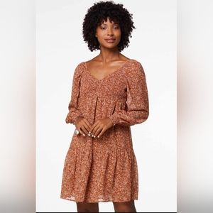 Brown and Tan Floral Fall Dress